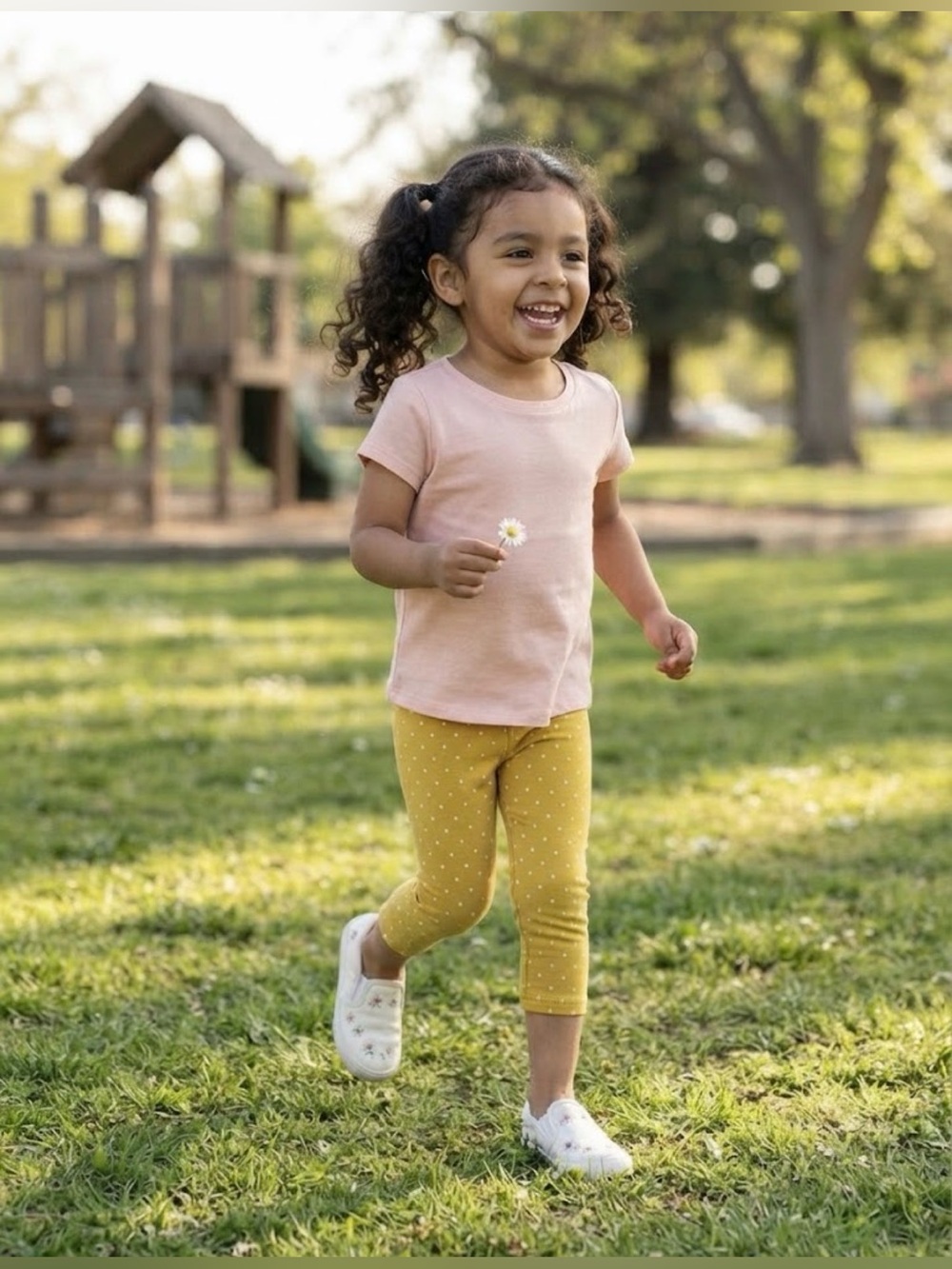 Mini Boden Yellow polka dot Cropped Leggings